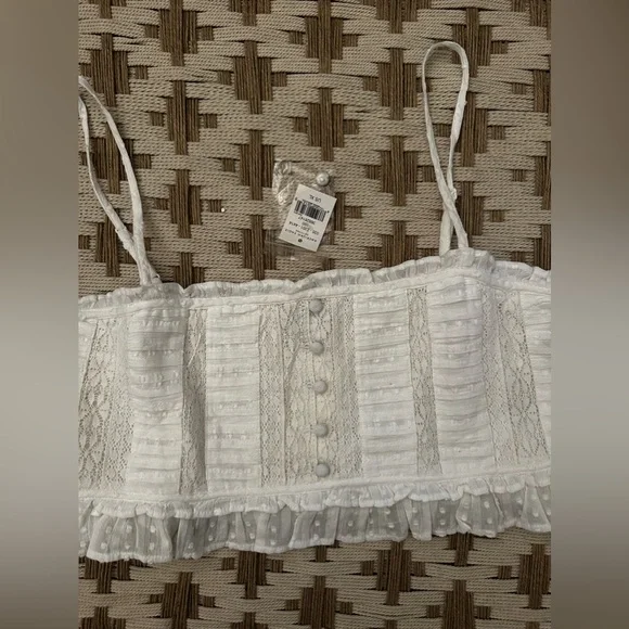 American Eagle White Lace Button-Up Crop Top NWT - Picture 1 of 6
